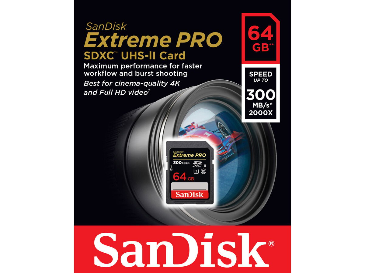 Sandisk Minnekort Secure Digital 64gb Extreme Pro Sdxc Uhs Ii U3 C10 300mb S